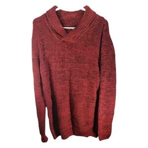 Rue21 Carbon Men’s LARGE Cowl Neck Sweater Red Black Fluffy Pullover Warm